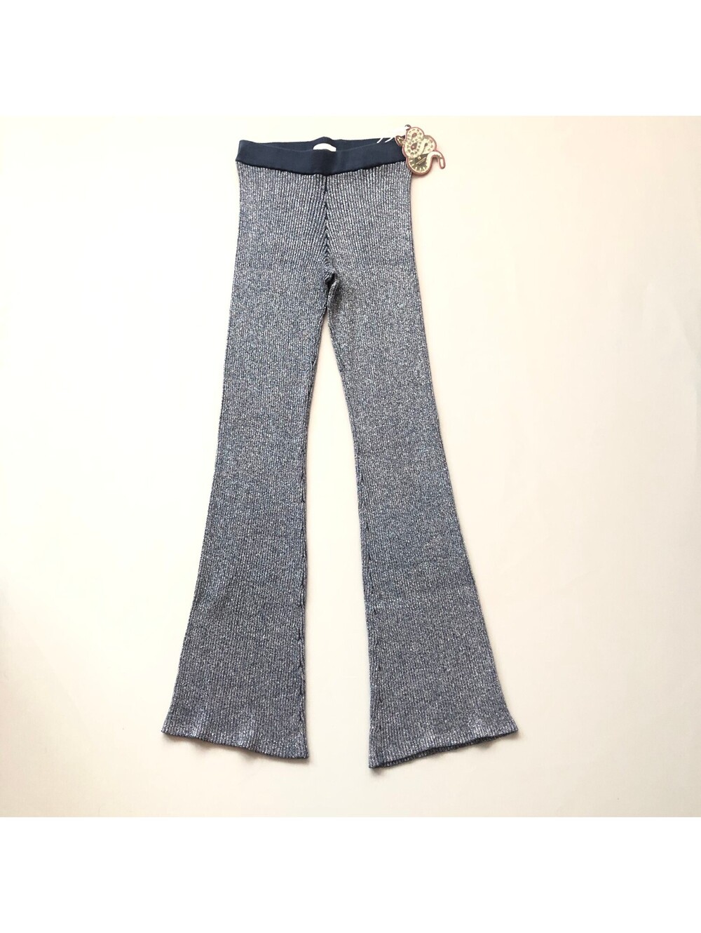 Y2K Scotch & Soda R'Belle Metallic Navy Flare Leggings Girls 14 NWT
